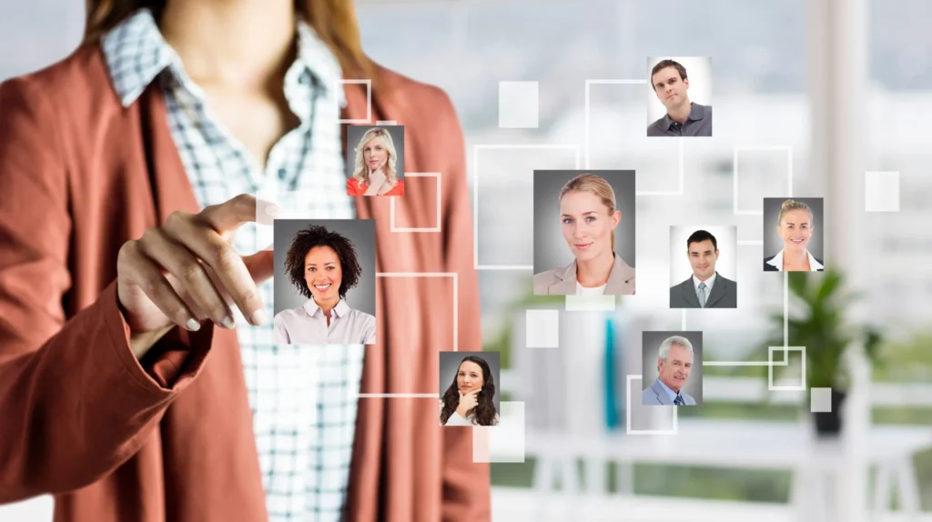 A mockup of customer personas float near a marketer